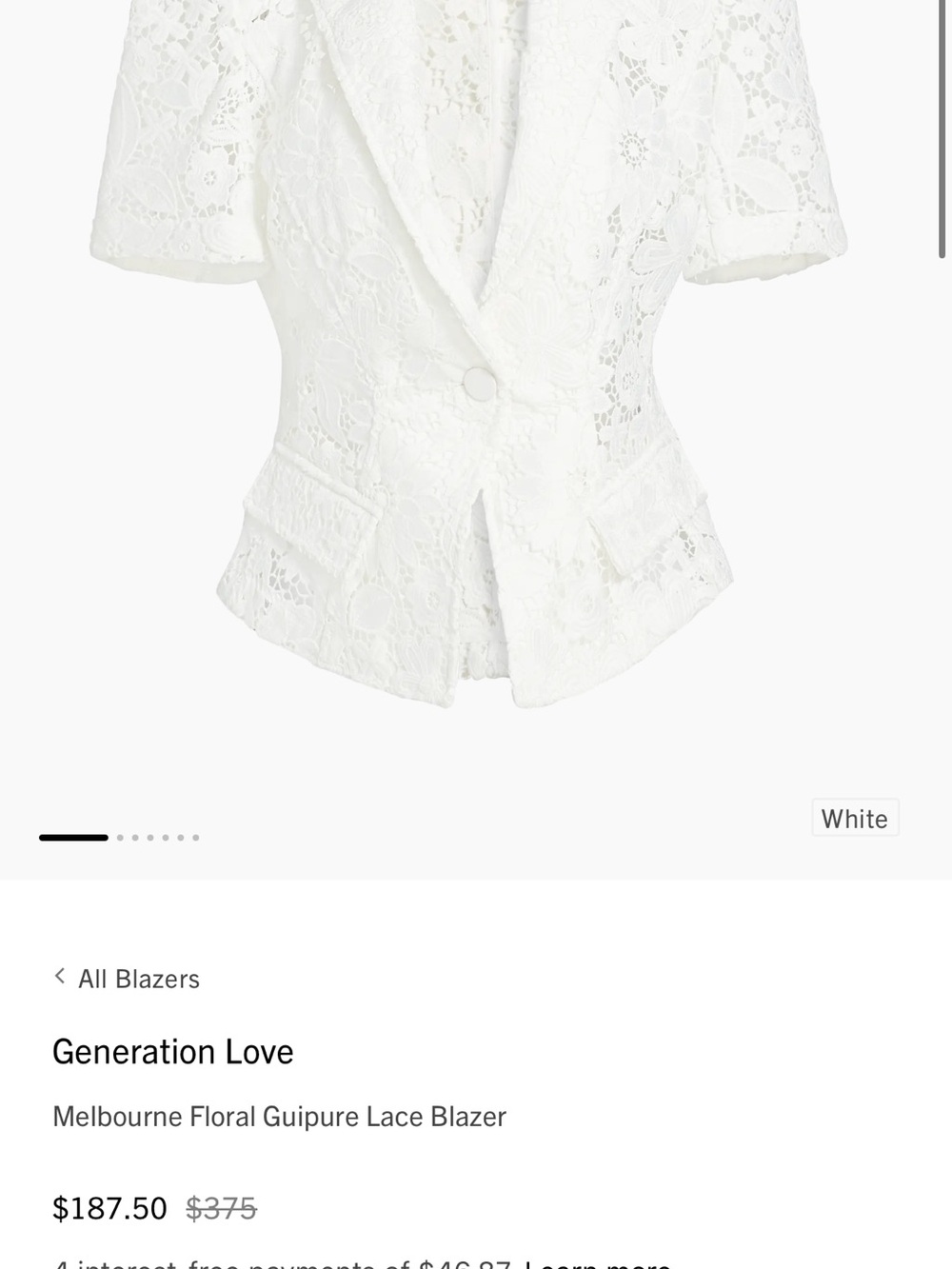 Generation Love White Floral Guipure Lace Blazer Jacket